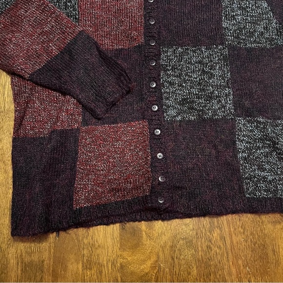 Christopher Banks Wool Blend Knit Cardigan Colorful Patchwork Long Sleeve Size L - Picture 4 of 9